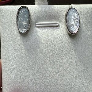 14k Mother Of Pearl Cameo Pierced Earrings